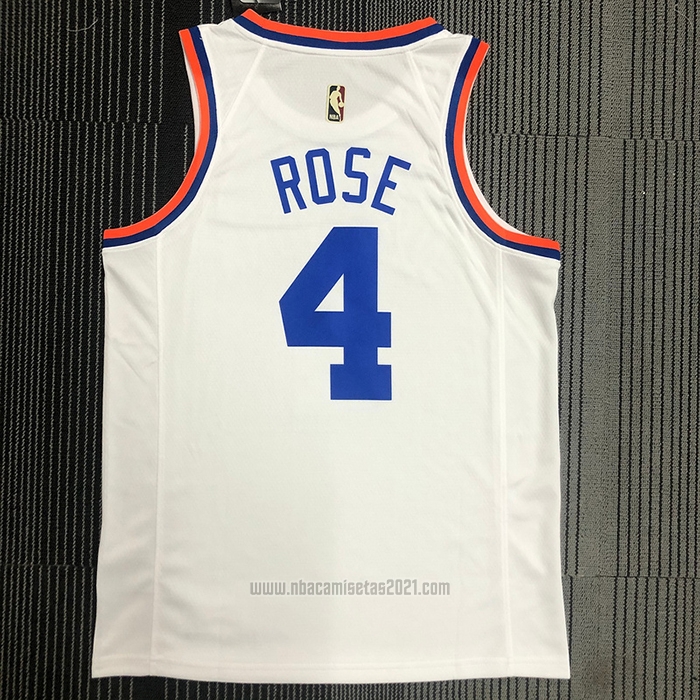 Camiseta New York Knicks Derrick Rose #4 75th Anniversary Blanco